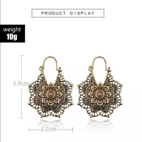 Vintage Style Intricate Floral Carved Drop Earring - Picture 5 of 6